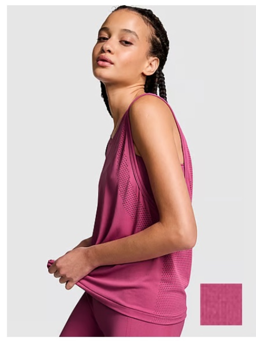 NWT VICTORIA'S SECRET PINK SEAMLESS DRAPEY MUSCLE TANK PINK SIZE XS